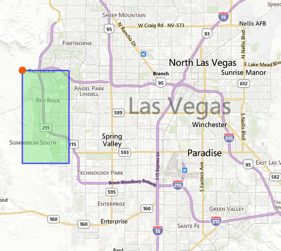 Primary rental area used in this study, focused on conforming single-family properties in west Las Vegas.