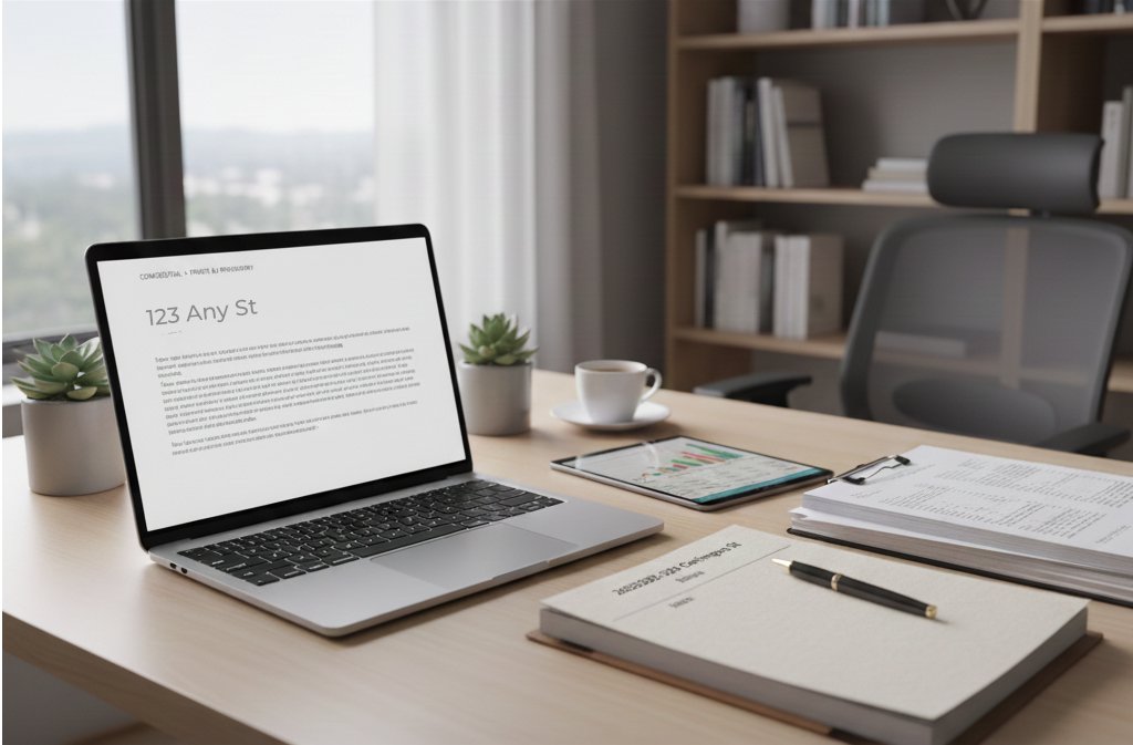 Illustration of a property report on a desk